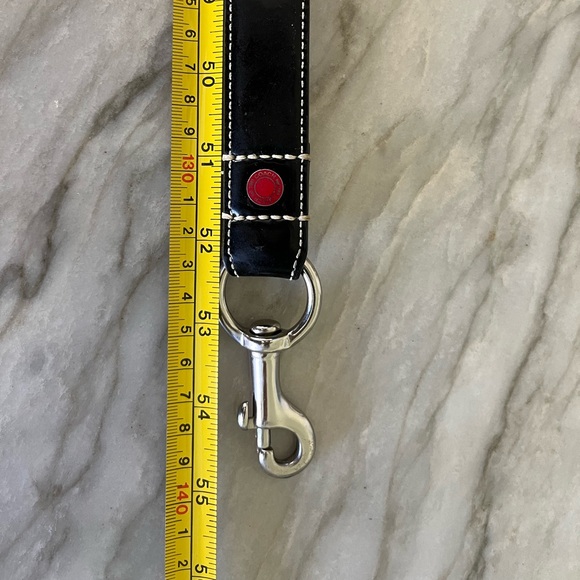 RARE! Coach Large Vintage Dog Leash Black Patent Leather with Red Grommets - Picture 3 of 10